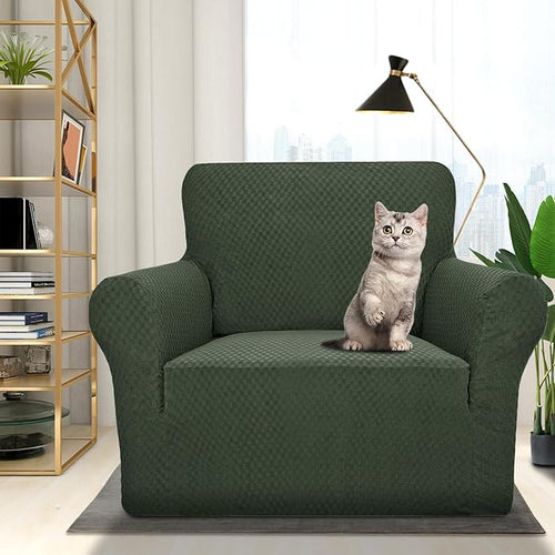 1 Piece Jacquard Chair Slipcovers for Living Room High – Army Green