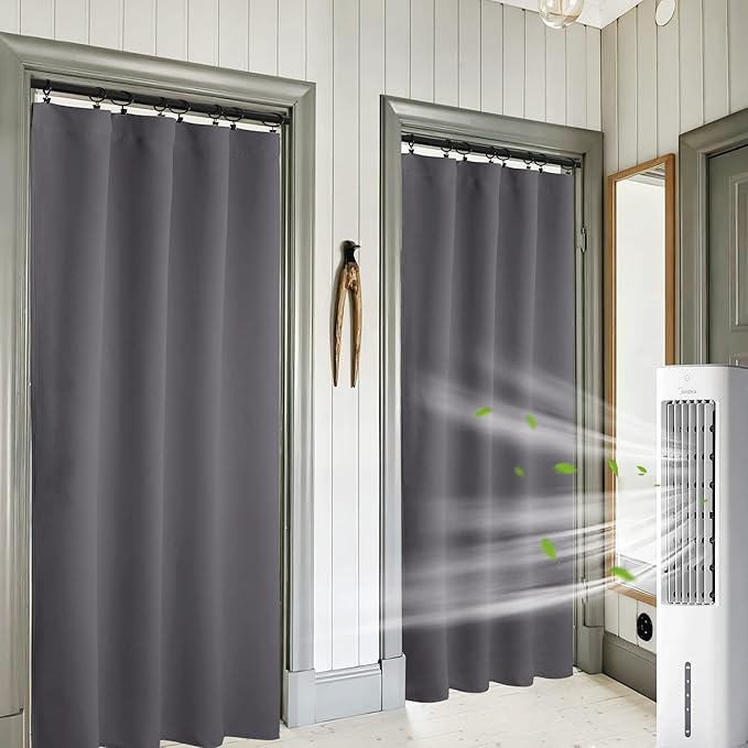 RYB HOME Extra Wide Blackout Curtains for Bedroom Living Room 72 inches Long, Thermal Insulated Privacy Drapes for Nursery Home Theater Dining Room, Width 62 by Length 72, Grey, 2 Panels