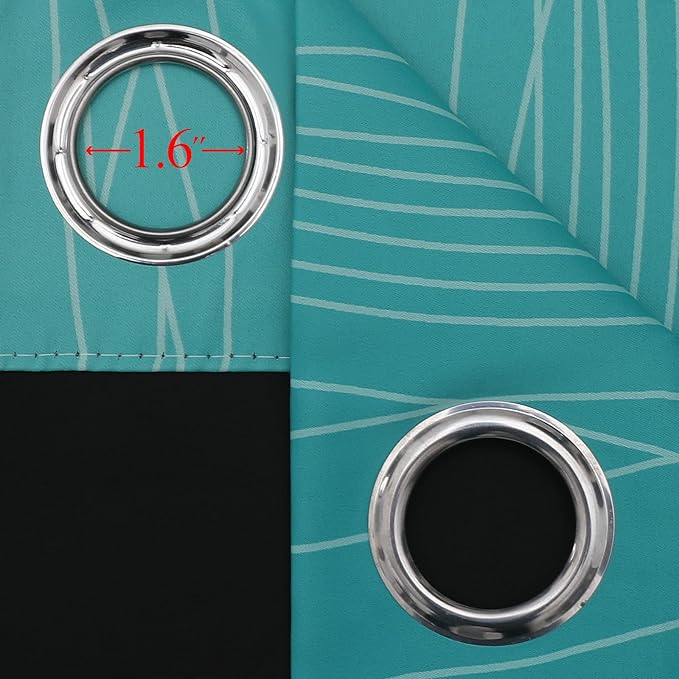 Estelar Textiler Teal and Greyish White Blackout Curtains 63 Inches Long, Room Darkening Grommet Curtains for Bedroom, Thermal Insulated Ombre Blackout Drapes for Living Room, 52Wx63L, 2 Panels