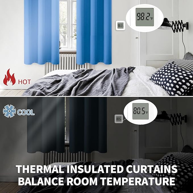 BGment Room Darkening Curtains 72 Inches Long - Grommet Thermal Insulated Drapes Window Treatment Curtains for Bedroom, 2 Panels, 42 x 72 Inch, Classic Blue