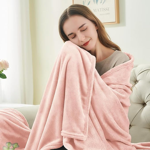 BEDELITE Fleece Blanket Twin Size Pink Morn Throw Blankets for Couch & Bed, Luxury Plush Cozy Fuzzy Blanket 60x80 inches, Super Soft Warm Lightweight Throw Blanket for Travel Camping
