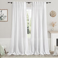 Nanspring Linen White Curtains 2 Panels Set Extra Long for Living Room Back Tab Semi Sheer Light Filtering Drapes Modern Farmhouse Decor Linen Textured Curtain for Floor to Ceiling Window 52x107