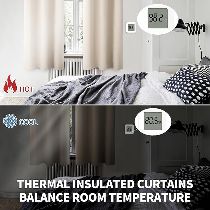 BGment Blackout Curtains - Grommet Thermal Insulated Room Darkening Bedroom and Living Room Curtains, Set of 2 Panels (52 x 72 Inch, Champagne)