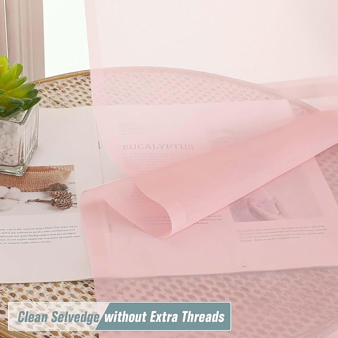 Blush Pink Valances for Windows 14 inch Length 2 Panels, Small Voile Sheer Curtains for Bathroom, Soft Fabric Lightweight Light Filtering Kitchen Curtains, Dual Rod Pocket, 2x42Wx14L Inches
