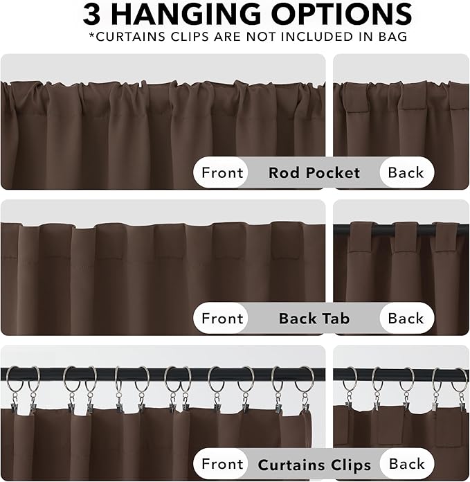 Deconovo Blackout Curtains, Thermal Insulated, W42 x L54 2 Panels, Back Tab, Machine Washable, Room-Darkening Drapes for Bedroom/Living Room Brown