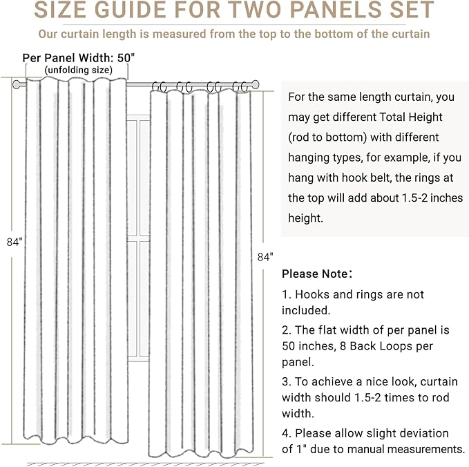 100% Blackout Shield Linen Blackout Curtains for Bedroom 102 Inches Long, Back Tab/Rod Pocket Living Room Drapes, Thermal Insulated Blackout Curtains 2 Panels Set, 50" W x 102" L, Moss Green