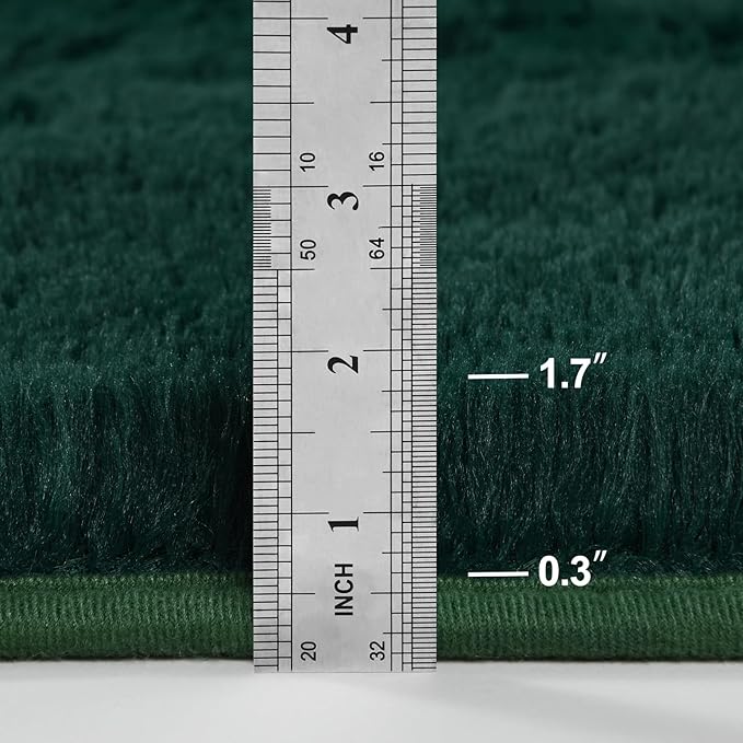 Deerhoo Large Shag Area Rugs 8 x 10, Plush Fuzzy Rugs for Living Room, Ultra Soft Fluffy Furry Rug for Bedroom, Indoor Carpet Nursery Rugs for Kids Room Home Decor, Deep Green