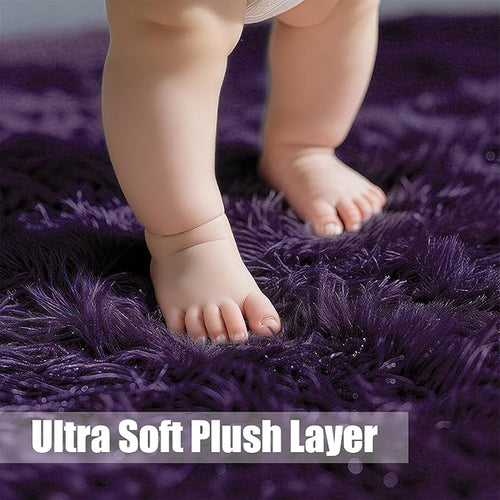 8x10 Fluffy Area Rugs for Living Room,Shag Area Rug for Bedroom,Soft Purple Fuzzy Rug Non-Shedding Indoor Plush Carpet for Kids Bedroom Nursery Home Decor