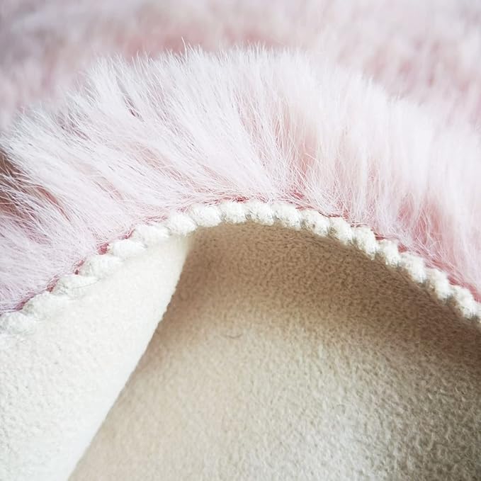 Ghouse Soft Faux Sheepskin Fur Rug 4x6 Pink Fluffy Plush Shag Bedside Rug Nursery Rugs Carpet Area Rug for Living Room Bedroom Playing Room Decor