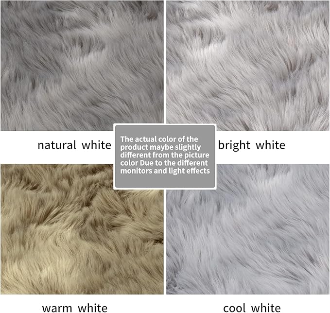 Small Faux Fur Rug, 2x4 ft Ultra Soft Sheepskin Rugs Chair Sofa Cover Seat Pad, Grey Fluffy Shag Rug for Bedroom Nursery Kids Room, Gray Shaggy Rug Fuzzy Plush Floor Carpets, Cute Dorm Home Decor