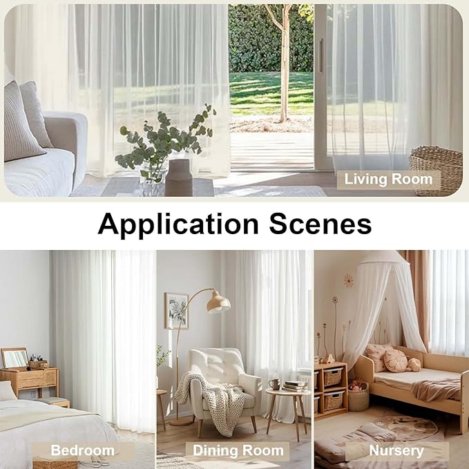 OWENIE Ivory Sheer Curtains 102 Inches Long 2 Panels Set, Sheer Curtain for Living Room Bedroom, Modern Voile Filmy Rod Pocket Curtains & Drapes, 2 Pcs, Each 59 W x 102L Inch, Ivory