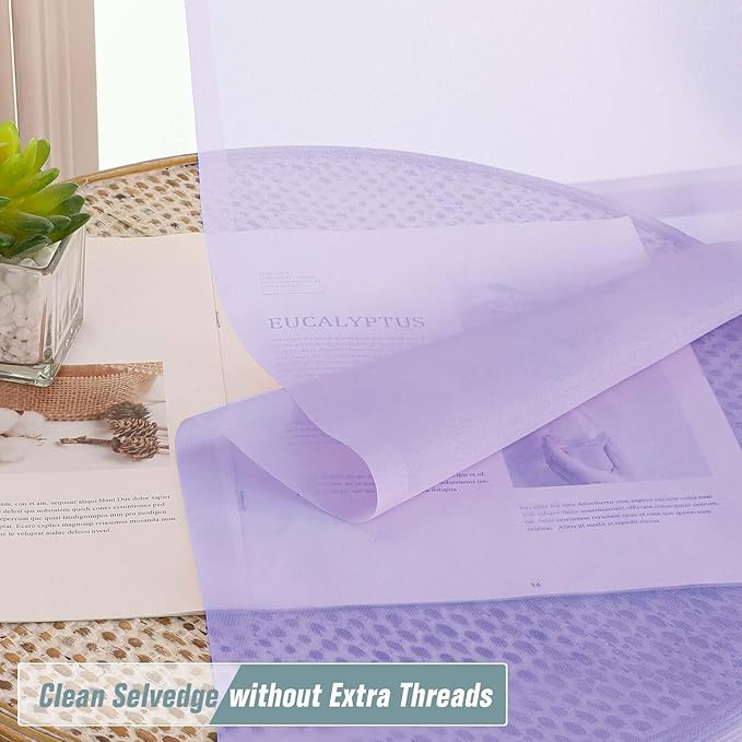 Lavender Sheer Curtains 63 Inch Length 2 Panels, Voile Sheer Curtain for Living Room, Breathable Light Filtering Modern Window Treatments, Soft Fabric Dual Rod Pocket Drapes, 2x42Wx63L Inches