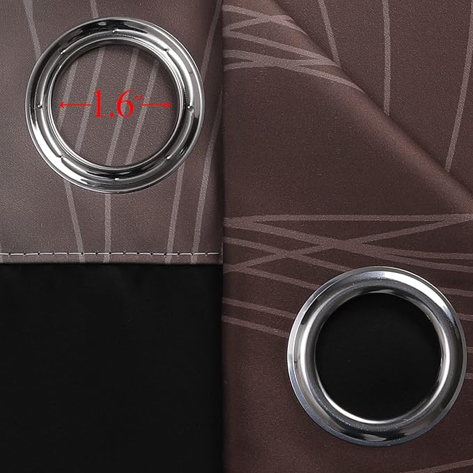 Estelar Textiler Brown and Teal Gradient Blackout Curtains for Bedroom, Ombre Thermal Insulated Noise Reducing Blackout Drapes for Living Room, Full Room Darkening Grommet Curtains, 52Wx84L, 2 Panels