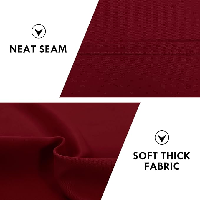 DWCN Burgundy Room Darkening Blackout Curtains - Thermal Insulated Privacy Energy Saving Window Curtain Drapes 38 x 72 inch Length, Set of 2 Bedroom Living Room Curtains