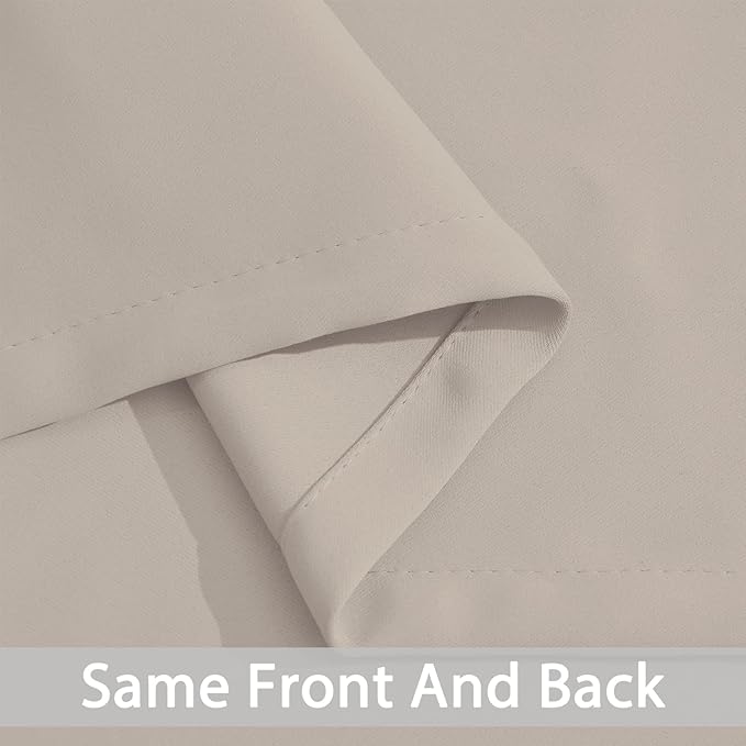 Yakamok Room Darkening Blackout Curtains Thermal Insulated Grommet Curtain Panels for Bedroom, 52W x 96L, Natural, 2 Panels