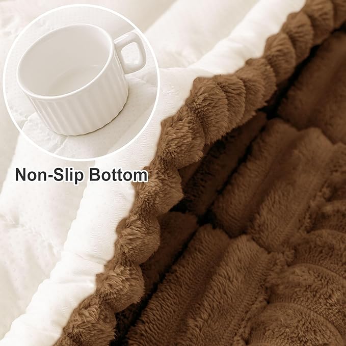 hyha Couch Covers for Dogs Washable, Non Slip Plush Dog Sofa Protectors, Fuzzy Pet Couch Covers for 3 Cushion Sofa Pet Friendly (Brown, 27.6" x 59")