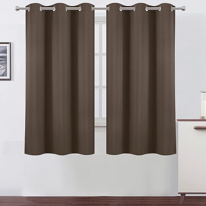 LEMOMO Chocolate Brown Blackout Curtains 42 x 63 Inch Length/Set of 2 Curtain Panels/Thermal Insulated Room Darkening Blackout Curtains for Bedroom