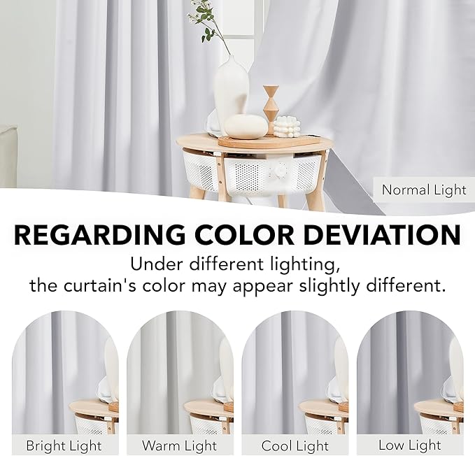 Deconovo Blackout Curtains, Thermal Insulated, W52 x L84 2 Panels, Back Tab, Machine Washable, Room-Darkening Drapes for Bedroom/Living Room Star White