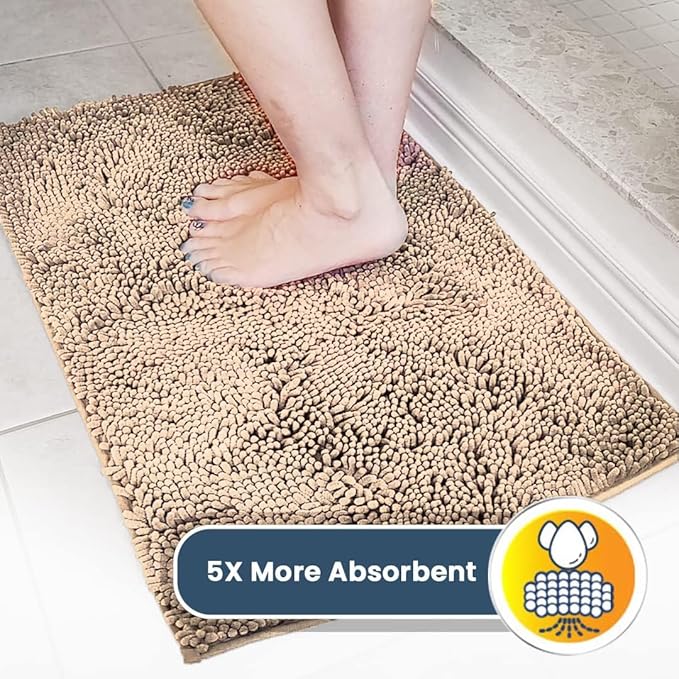 Muddy Mat® | Super Absorbent Door Mat Indoor, Microfiber Quick Dry Chenille Entryway Rug, Non-Slip Front Door Mat, Indoor Mats for Entryway, Machine Washable Pet Rug, Beige 24"x120"