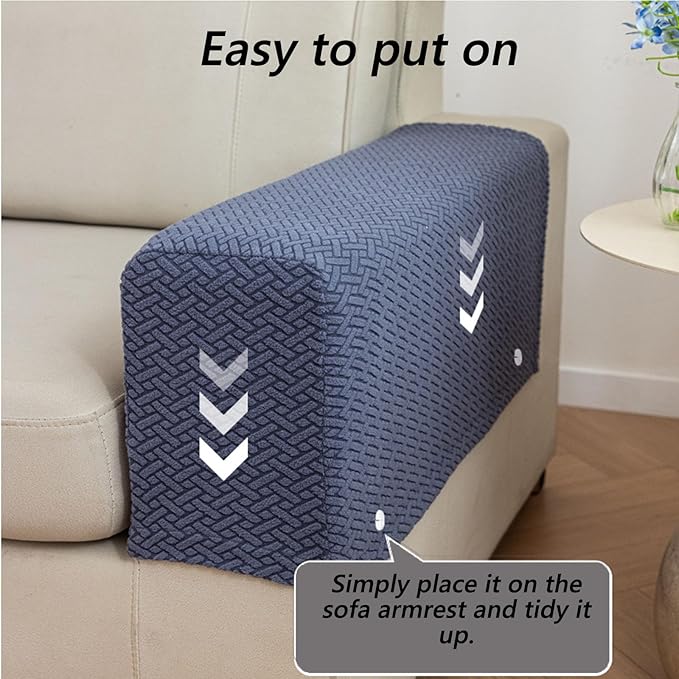 Soothing Home Sofa Covers, Sofa Hero Covers, Wear-Resistant Universal Couch Covers Washable Stretch Sectional Couch Cushion Covers (Light Blue,Arm Rest Covers 2pcs)