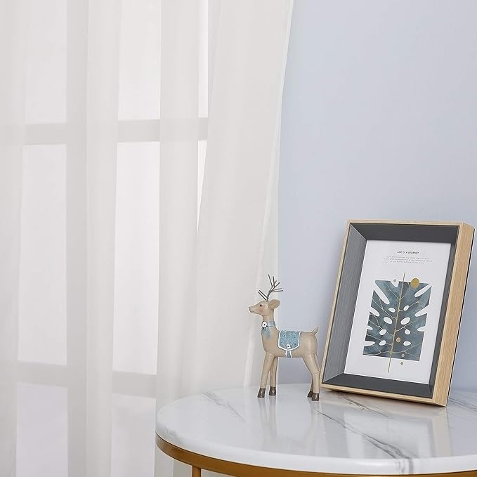 NICETOWN Beige Sheer Window Curtains Extra Long, Silver Grommet Light Filter Window Drapes Airy & Breathable Living Room Voile Panels Elegant for Flat/Apartment, W70 x L108