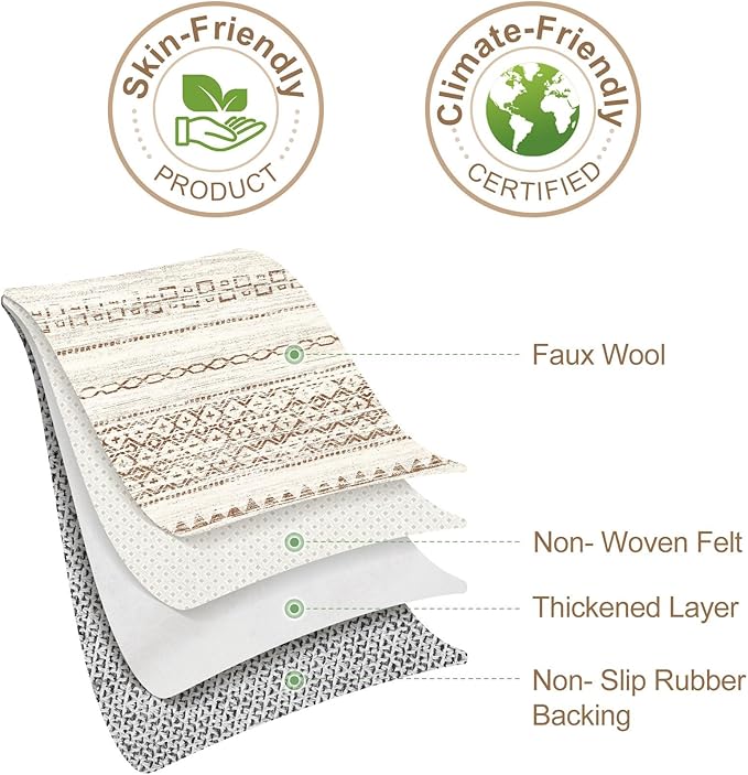 Nakagishi Area Rug Living Room Rugs: 3x5 Soft Machine Washable Boho Neutral Farmhouse Stain Resistant Moroccan Indoor Floor Carpet for Bedroom Nursery Kids Entryway Kitchen Entry Bedside Home- Brown