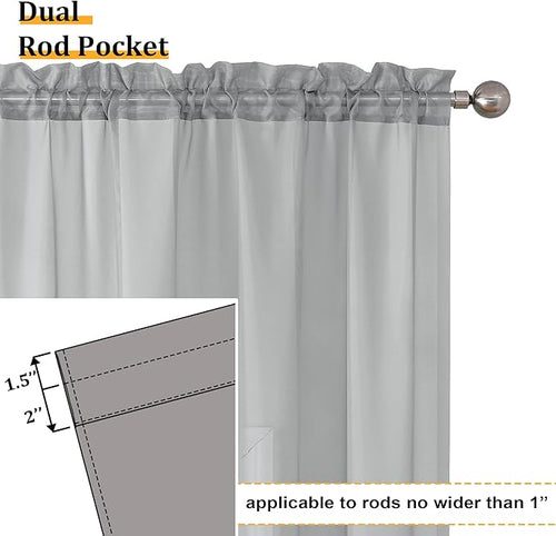 Aiyufeng Light Grey Sheer Curtains 45 Inch Length 2 Panels Set, Light Filtering Light Grey Window Curtain Drapes Treatment for Kitchen, Bedroom,Children Room, Dual Rod Pocket, 2 Pack of 42 x 45"