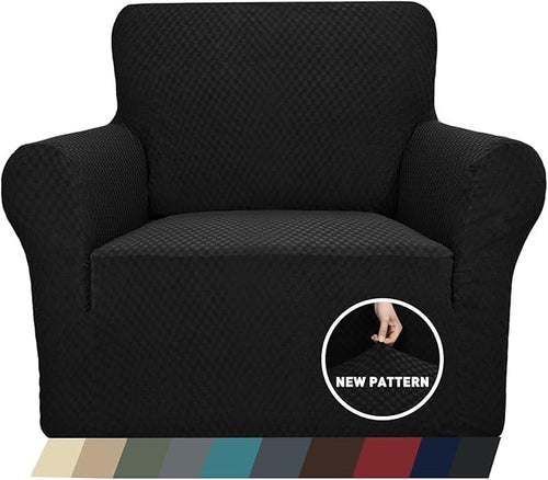 1 Piece Jacquard Chair Slipcovers for Living Room High – Black