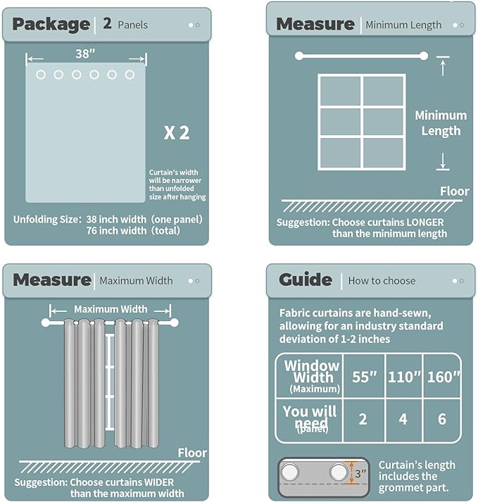 BGment Room Darkening Curtains 45 Inches Long - Grommet Thermal Insulated Drapes Window Treatment Curtains for Bedroom, 2 Panels, 38 x 45 Inch, Sky Blue
