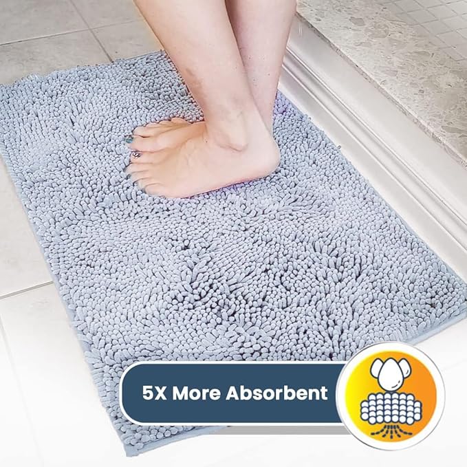 Muddy Mat® | Super Absorbent Door Mat Indoor, Microfiber Quick Dry Chenille Entryway Rug, Non-Slip Front Door Mat, Indoor Mats for Entryway, Machine Washable Pet Rug, Baby Blue 24"X36"