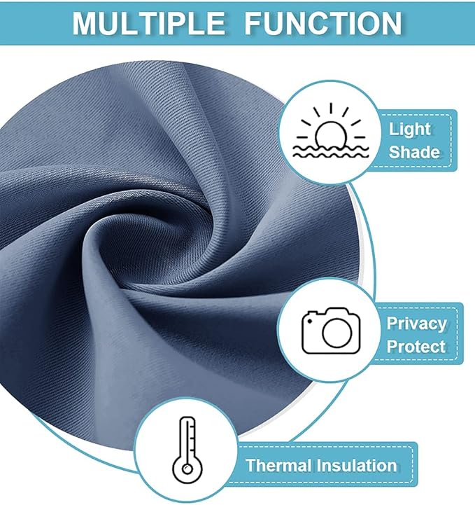 RYB HOME Blackout Curtains for Bedroom 84 inches Long 2 Panels Set, Privacy Thermal Insultaed Sunlignt Heat Blocking Drapes for Nursery Rental Room, Width 42 by Length 84, Stone Blue