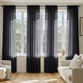 MIULEE Black Sheer Curtains 84 Inches Long, 4 Panels Set, Light Filtering Halloween Rod Pocket Voile Drapes for Living Room and Bedroom, Airy Soft Fabric Window Treatments, 54 x 84 Inches