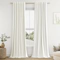 Guken Ivory 100% Blackout Linen Curtains 100 Inch Length 2 Panels Set for Living Room Bedroom Back Tab Rod Pocket Thermal Insulated Black Out Drapes Room Darkening Farmhouse Window Curtains 52x100