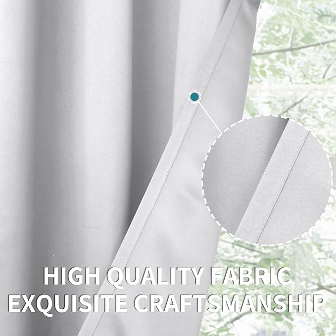 BGment Room Darkening Curtains 54 Inches Long - Grommet Thermal Insulated Drapes Window Treatment Curtains for Bedroom, 2 Panels, 38 x 54 Inch, Greyish White