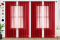 SpaceDresser Christmas Red Sheer Curtains 4 Panels Rod Pocket Semi-Sheer Curtain 54 Inches Long Light Filtering Voile Window Drapes for Bedroom Living Room Kitchen, Each 52W x54L