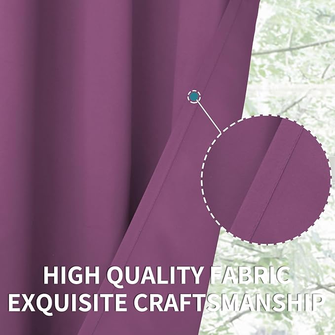 BGment Room Darkening Curtains 45 Inches Long - Grommet Thermal Insulated Drapes Window Treatment Curtains for Bedroom, 2 Panels, 38 x 45 Inch, Eggplant Purple