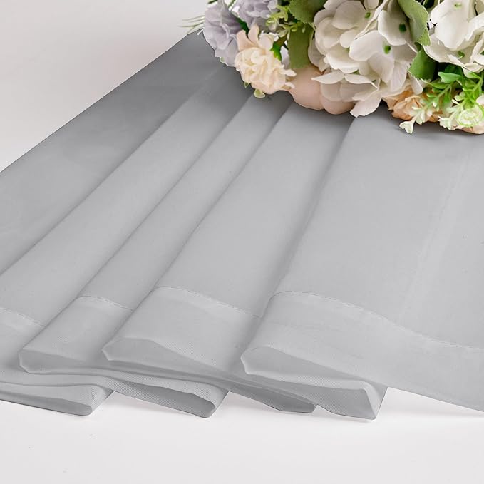 OWENIE Light Grey Sheer Curtains 84 inches Long 2 Panels Set for Bedroom Living Room, Soft Solid Living Room Sheer Curtain, Rod Pocket Light Filtering Farmhouse Curtains, 2 Pcs Each 42“ W x 84" L