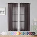 Simplebrand Chocolate Sheer Curtains 63 Inch Length 2 Panels, Rod Pocket Solid Color Window Sheer Curtain Panels, Elegant Curtains & Drapes for Living Room, Bedroom 2 Panels (42" W x 63" L)