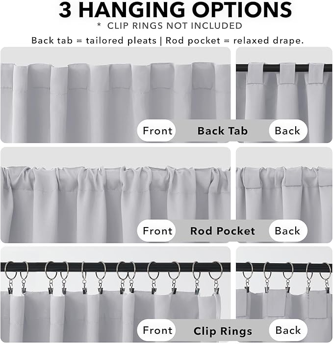 Deconovo Blackout Curtains, Thermal Insulated, W70 x L108 2 Panels, Back Tab, Machine Washable, Room-Darkening Drapes for Bedroom/Living Room Star White