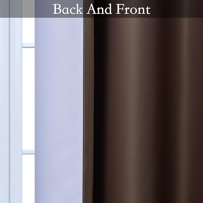 SimpleHome Ombre Room Darkening Curtains for Bedroom, Gradient Grey White to Brown Light Blocking Thermal Insulated Grommet Window Curtains/Drapes for Living Room,2 Panels, 52x96 inches Length