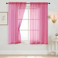 Sheer Curtains 63 Inch Length 2 Panels, Voile Sheer Curtain for Living Room, Breathable Light Filtering Window Treatments, Soft Fabric Dual Rod Pocket Drapes, Hot Pink, 2x42Wx63L Inches