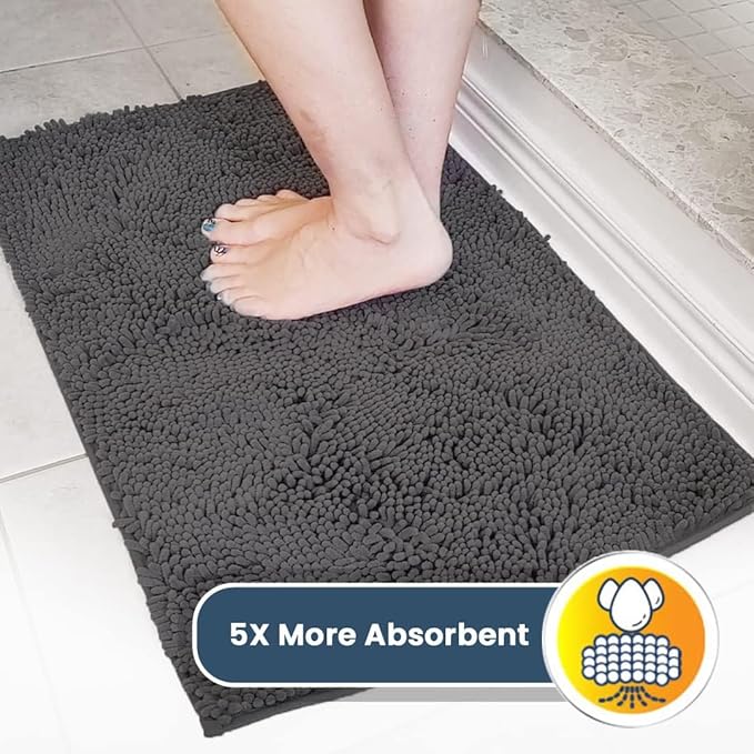 Muddy Mat® | Super Absorbent Door Mat Indoor, Microfiber Quick Dry Chenille Entryway Rug, Non-Slip Front Door Mat, Indoor Mats for Entryway, Machine Washable Pet Rug, Charcoal 19"x30"