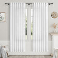 Nanspring White Linen Curtains for Bedroom Back Tab Light Filtering Privacy Sheer Drapes 74 Inches Long Modern Farmhouse Coastal Decor Linen Textured Gauze Curtain for Bathroom 2 Panels Set 52x74