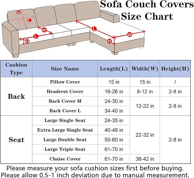 Soothing Home Sofa Covers, Sofa Hero Covers, Wear-Resistant Universal Couch Covers Washable Stretch Sectional Couch Cushion Covers (White,Large Single Seat Cover)