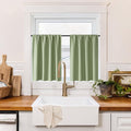 RYB HOME 100% Blackout Short Curtains for Small Window, Thermal Insulated Total Room Darkening Noise Reducing Curtains for Basement Bathroom RV Cars, 29 inches Wide by 30 inches Long, Sage Green