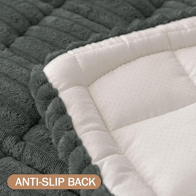 Smiry Couch Cover for Dogs Washable, Non Slip Fuzzy Pet Couch Covers for 3 Cushion Sofa Pet Friendly, Thick Soft Sofa Slipcovers Cushion Protector (Dark Grey, 27.6" x 82.7")