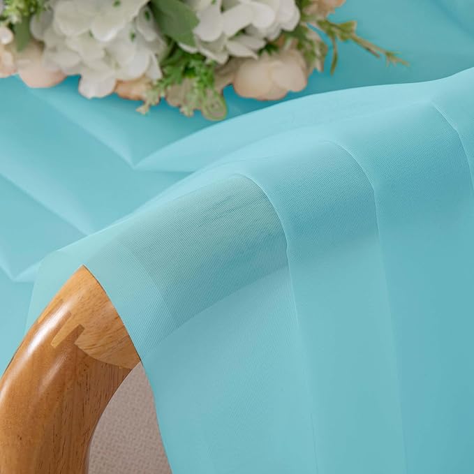 OWENIE Aqua Sheer Curtains for Bedroom Living Room 72 Inches Long 2 Panels Set, Modern Light Filtering Sheer Curtain Rod Pocket Clear Drapes for Window Sliding Door, Aqua, Each 42 x 72 Inch