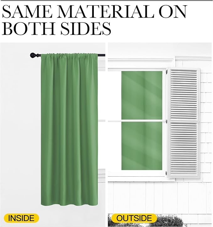 NICETOWN Blackout Curtains for Living Curtains, Froest Green, 1 Pair, 34-inch W x 72-inch L, Home Decorations Thermal Insulated Solid Pole Top Blackout Drapes for Living Room