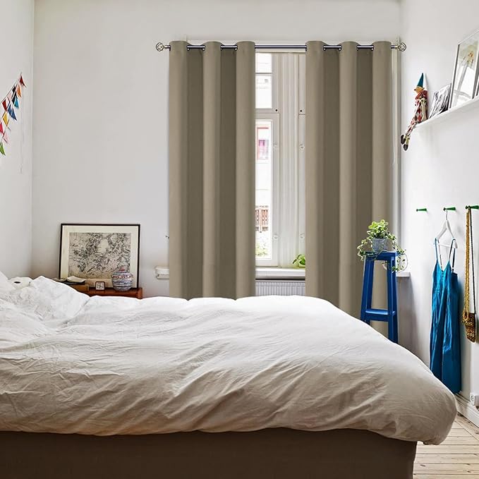 BGment Room Darkening Curtains 84 Inches Long - Grommet Thermal Insulated Drapes Window Treatment Curtains for Bedroom, 2 Panels, 38 x 84 Inch, Cocoa