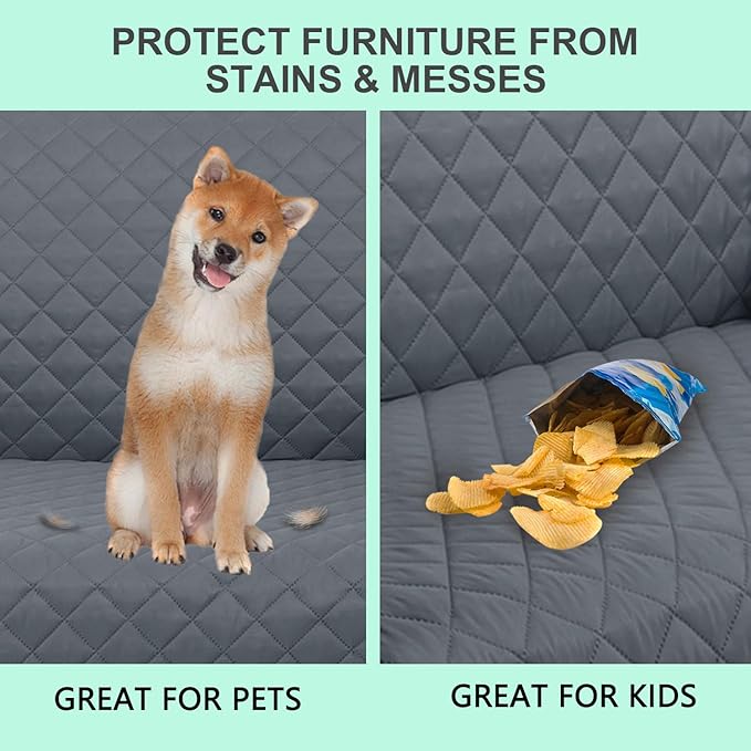 Recliner Chair Covers Reversible Sofa Cover Couch Cover for Pets Lazy Boy Furniture Protector(28''Recliner,Dark Blue/Light Grey)